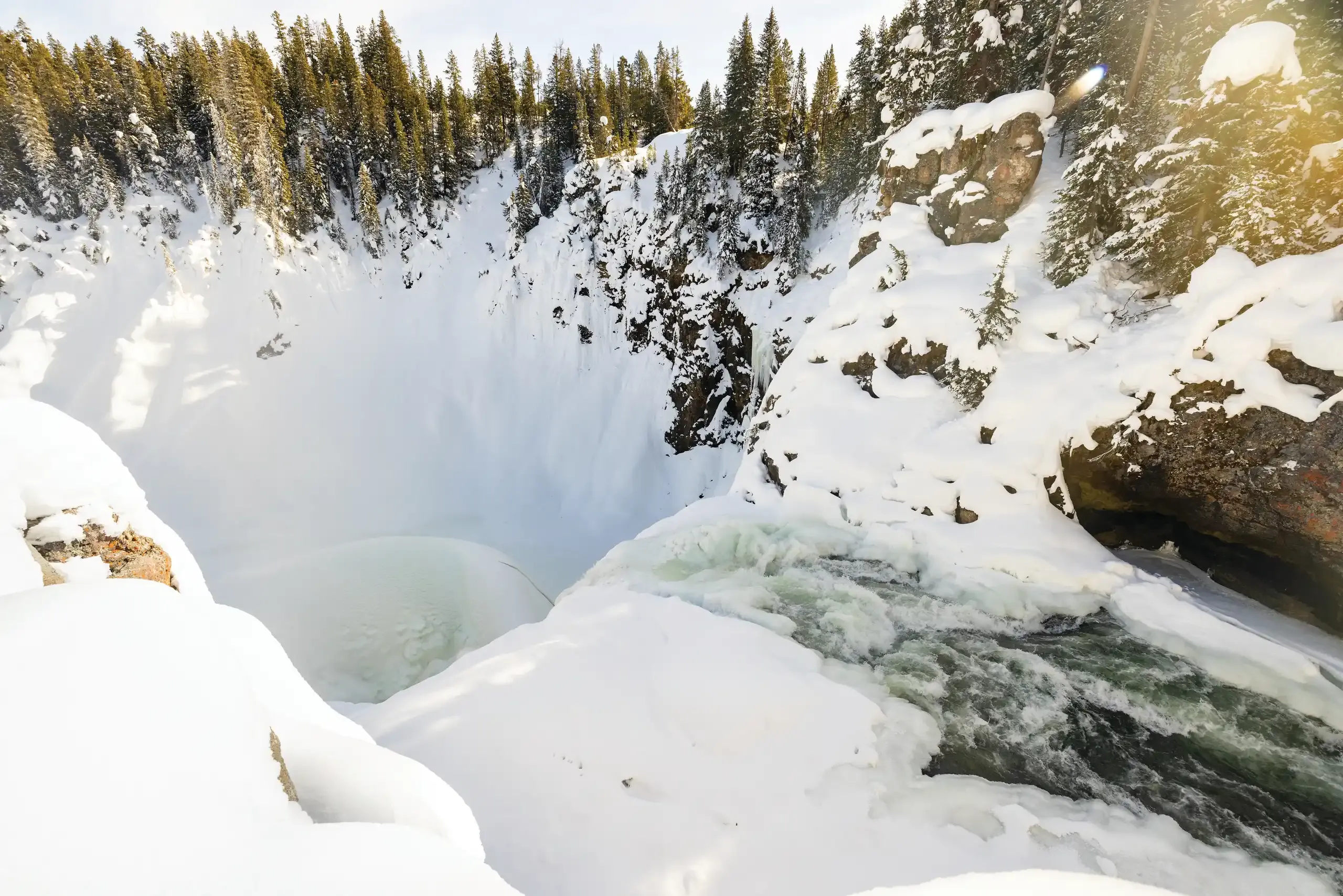 Upper Falls in Grand Canyon of Yellowstone winter