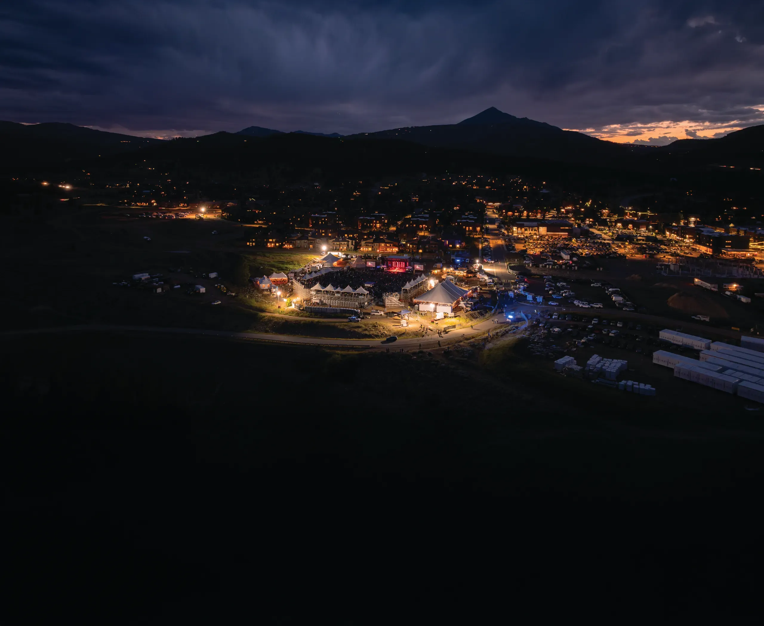 Wildlands music festival in Big Sky Montana at night