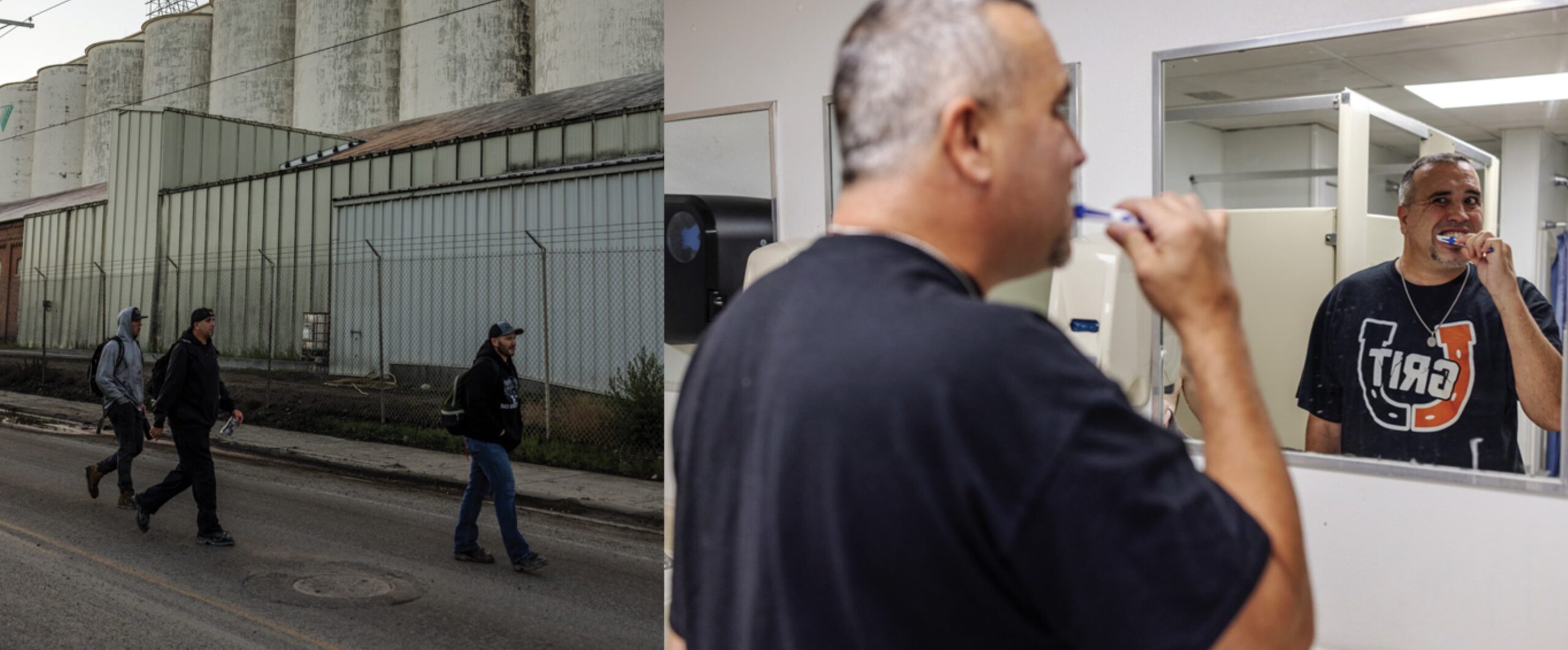 Atkinson walking to work and getting ready