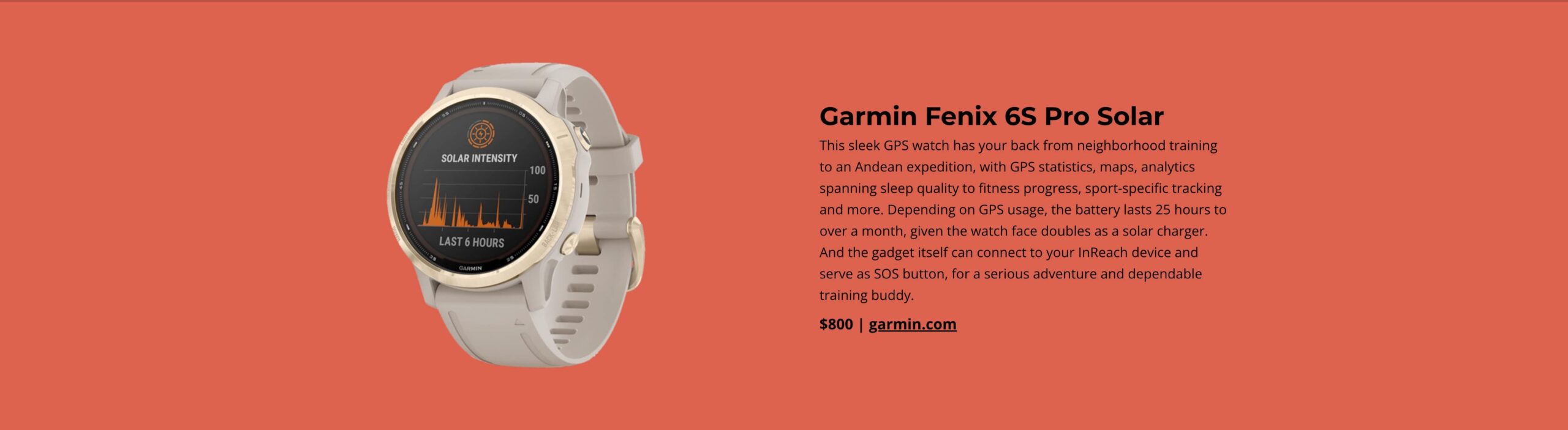 Garmin Fenix 6S Pro Solar GPS Watch