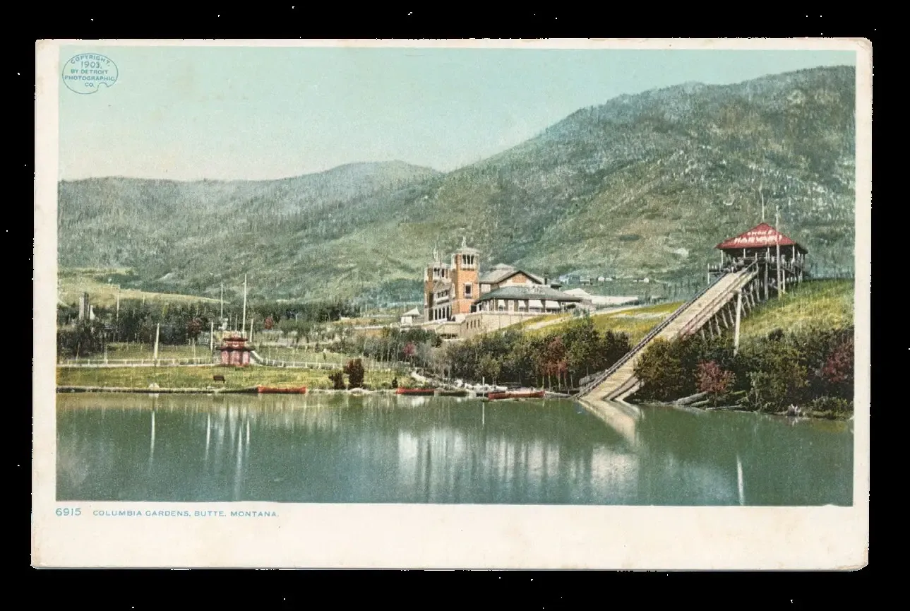 Columbia Gardens: 52 Acres of Heaven 2 A postcard depicting a water slide carrying passengers into a man-made lake at Columbia Gardens