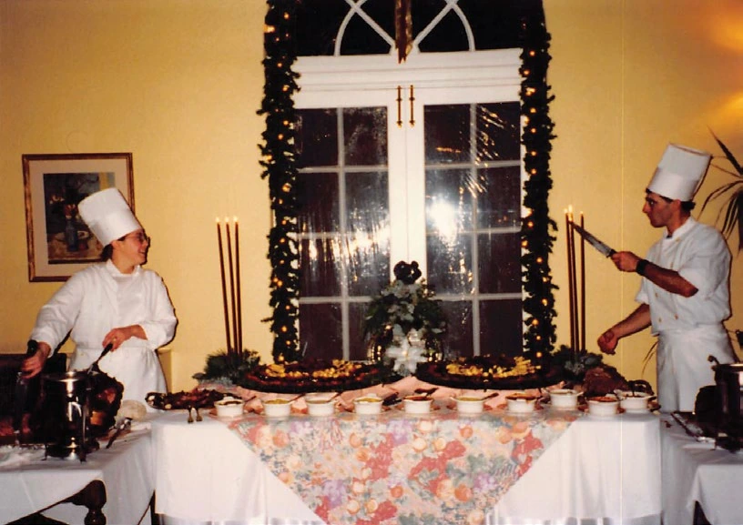 Gallatin Gateway Inn 10 Chefs presenting a brunch spread at the Gallatin Gateway Inn in the 1980s