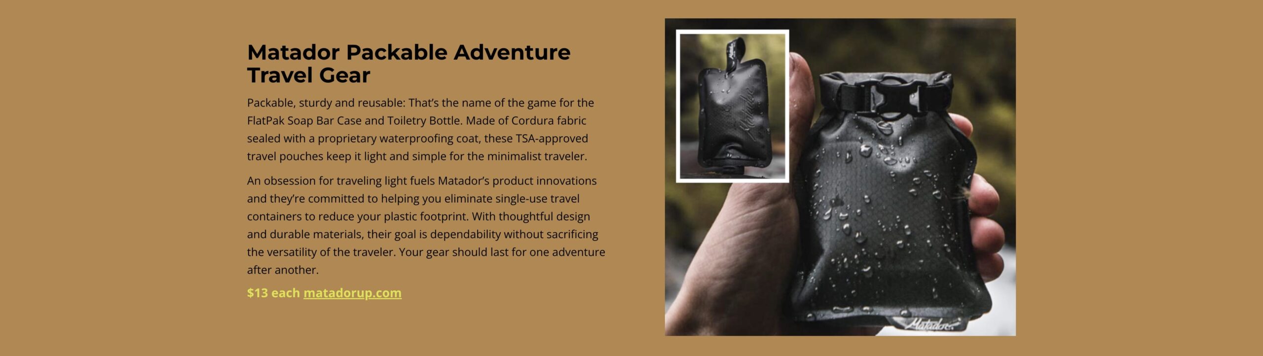 Matador Packable Adventure Travel Gear